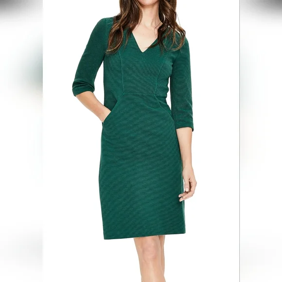 Boden Bronte Ottoman Ribbed Knit Dress Sz 8 Green - Picture 5 of 7